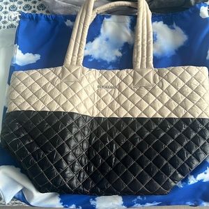 MZ Wallace Mushroom/Black Colorblock Medium Metro Tote